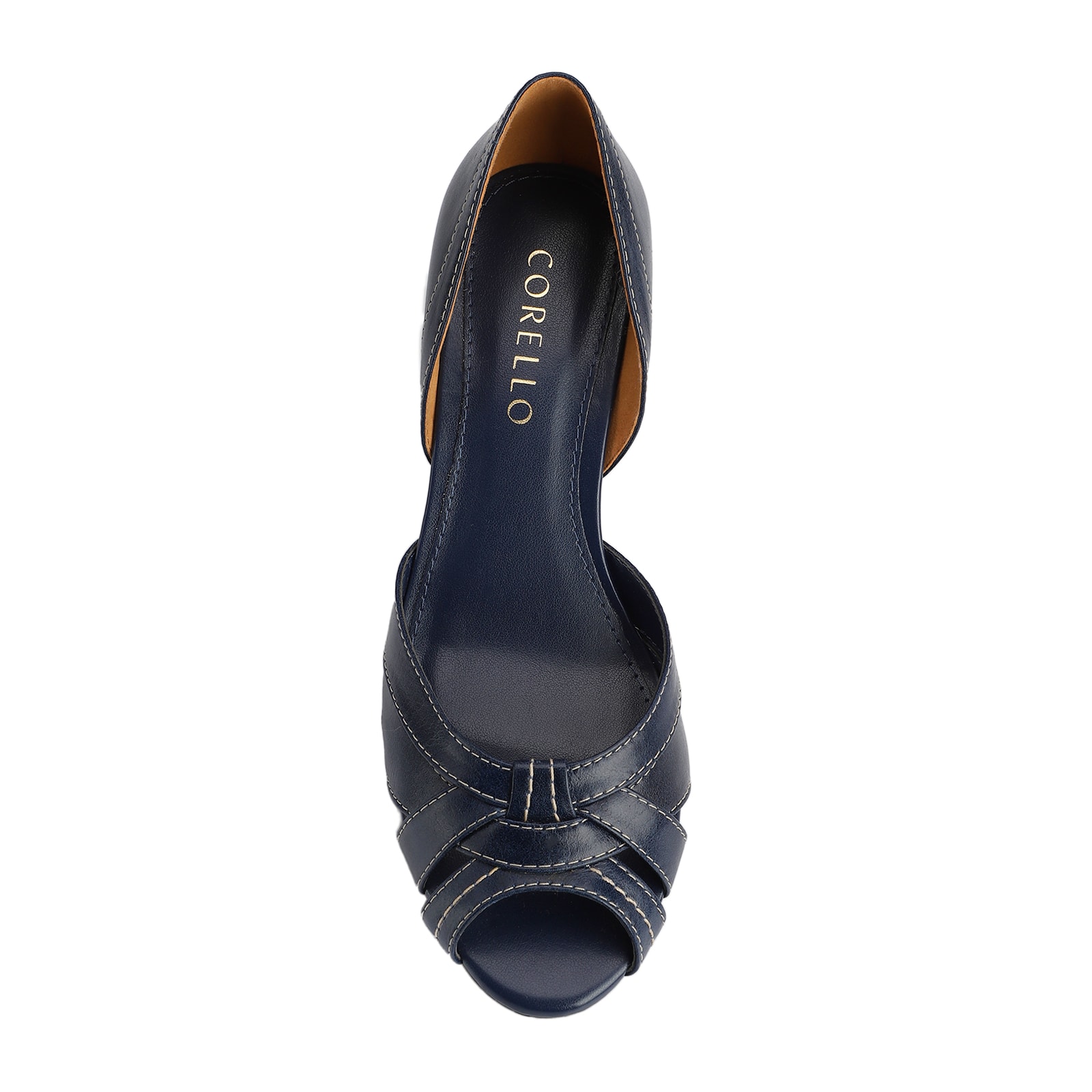 Peep Toe Couro Azul