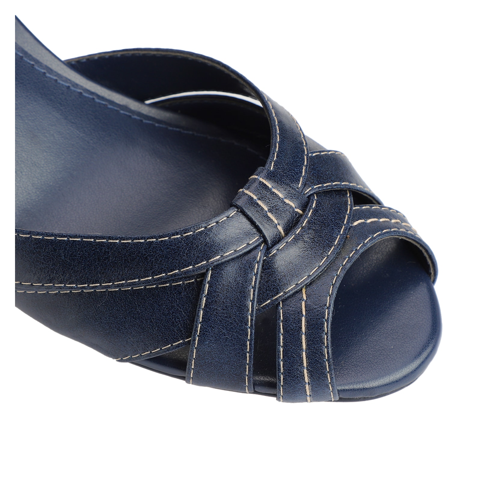Peep Toe Couro Azul