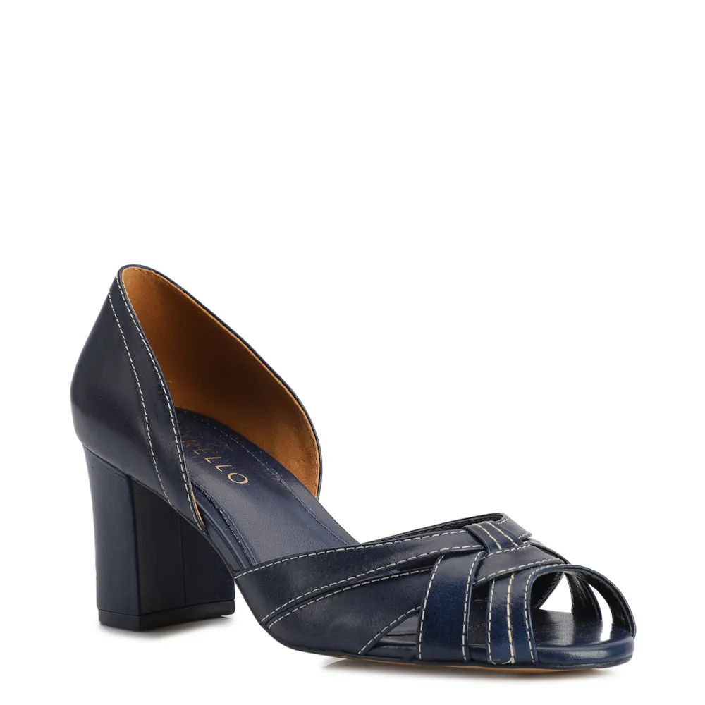 Peep Toe Couro Azul