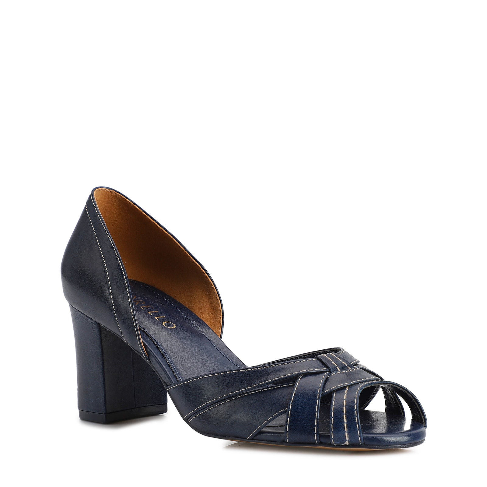 Peep Toe Couro Azul