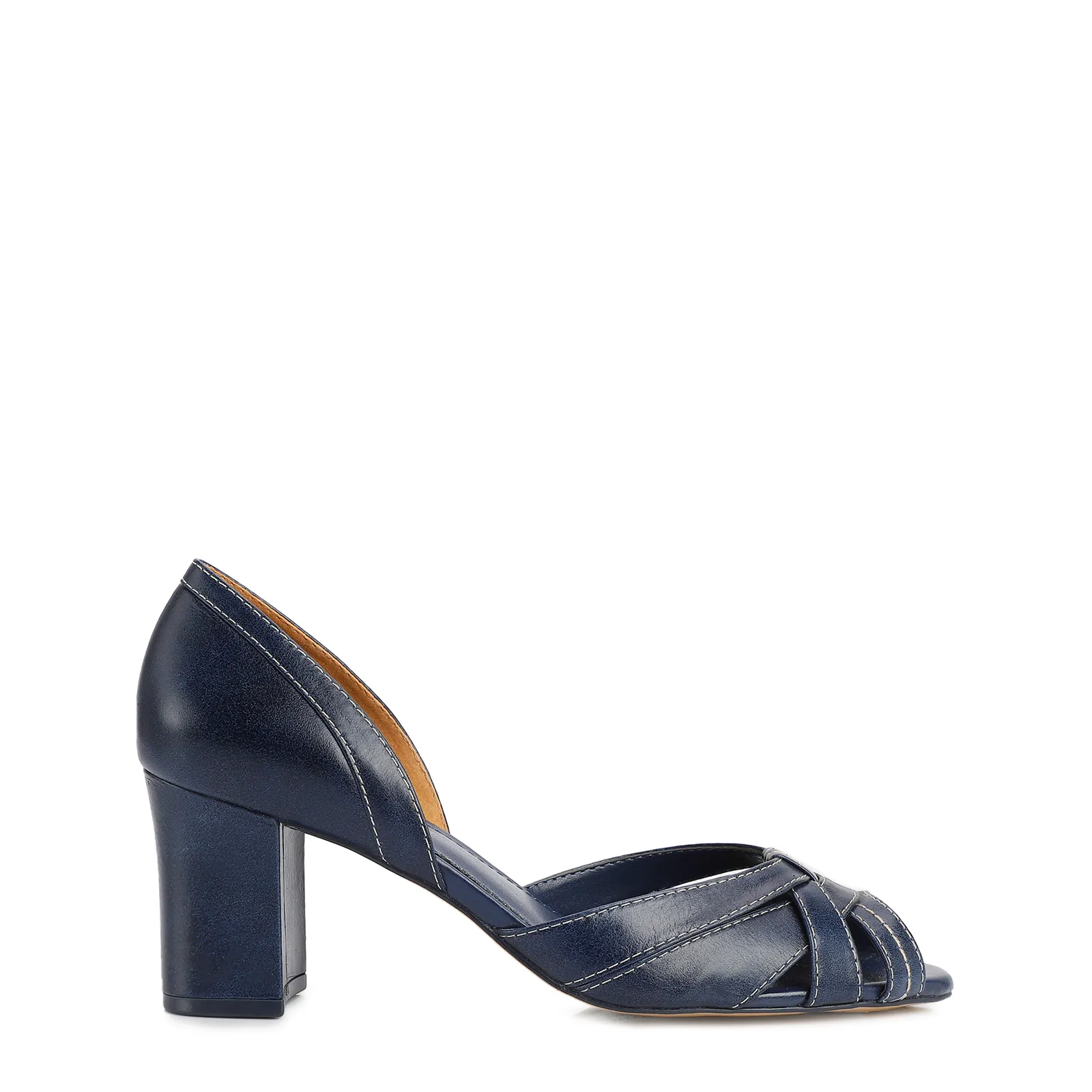 Peep Toe Couro Azul