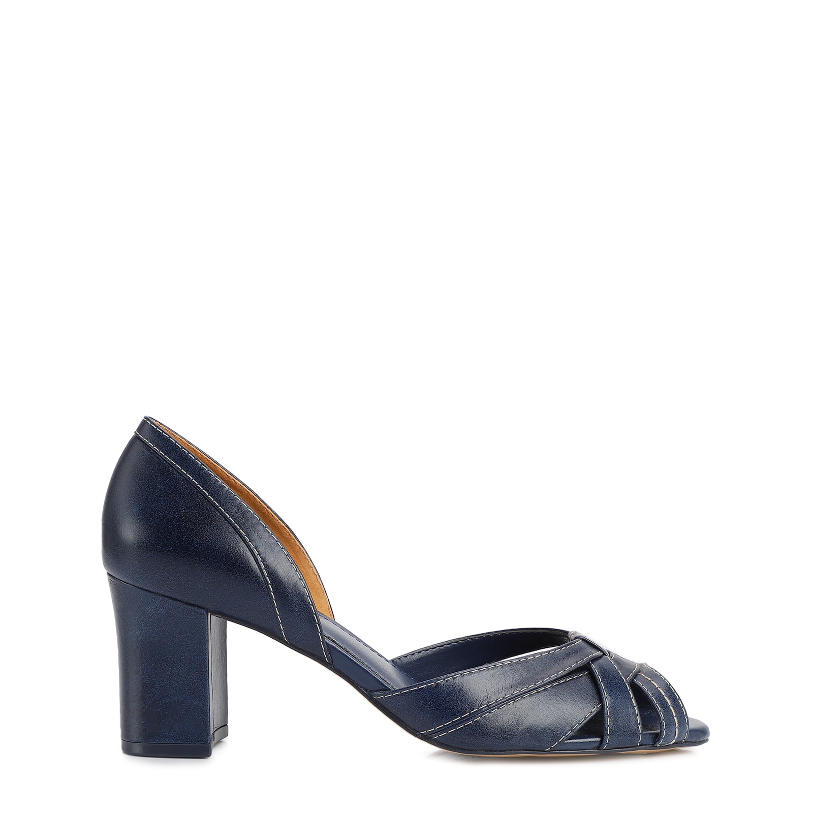 Peep Toe Couro Azul