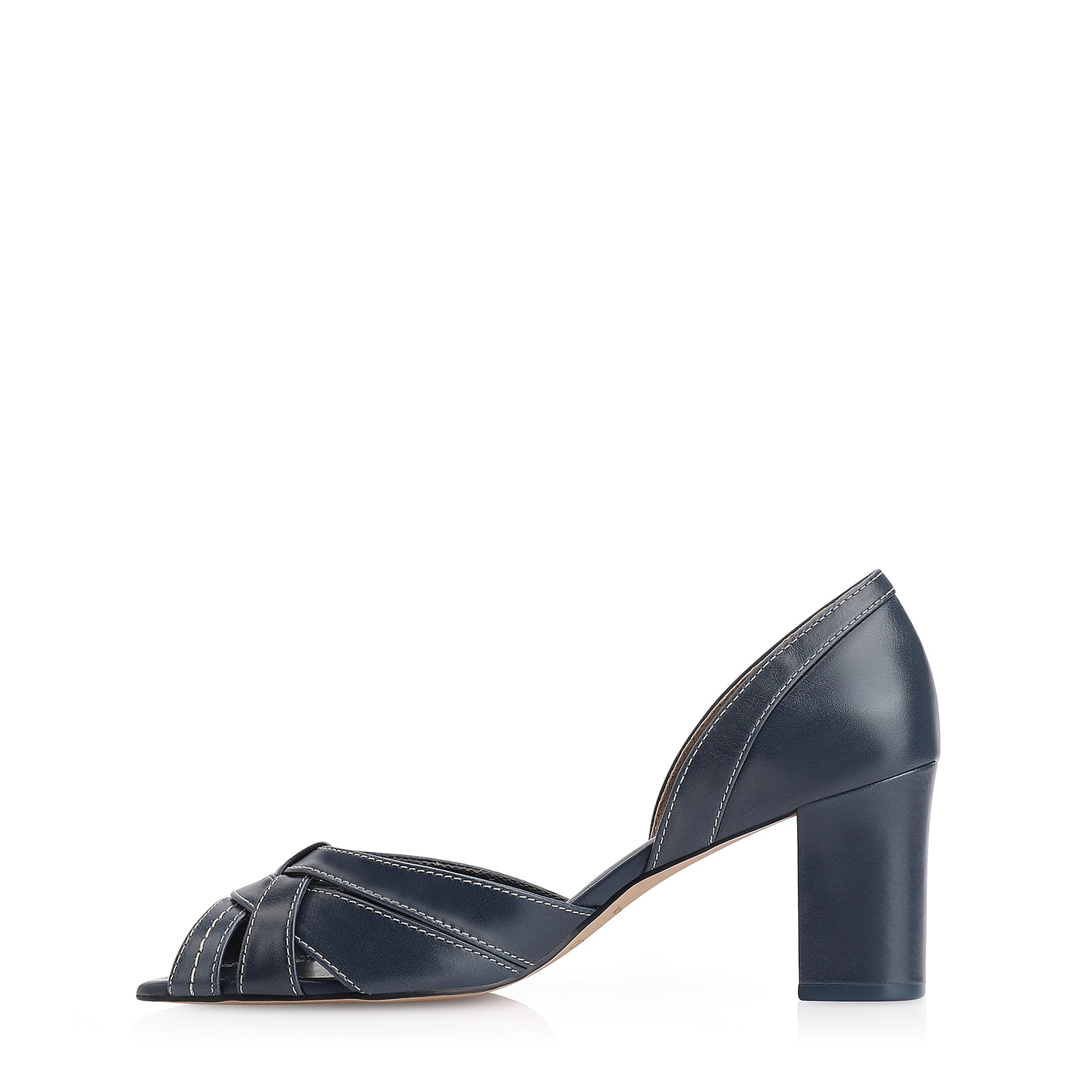 Peep Toe Couro Azul