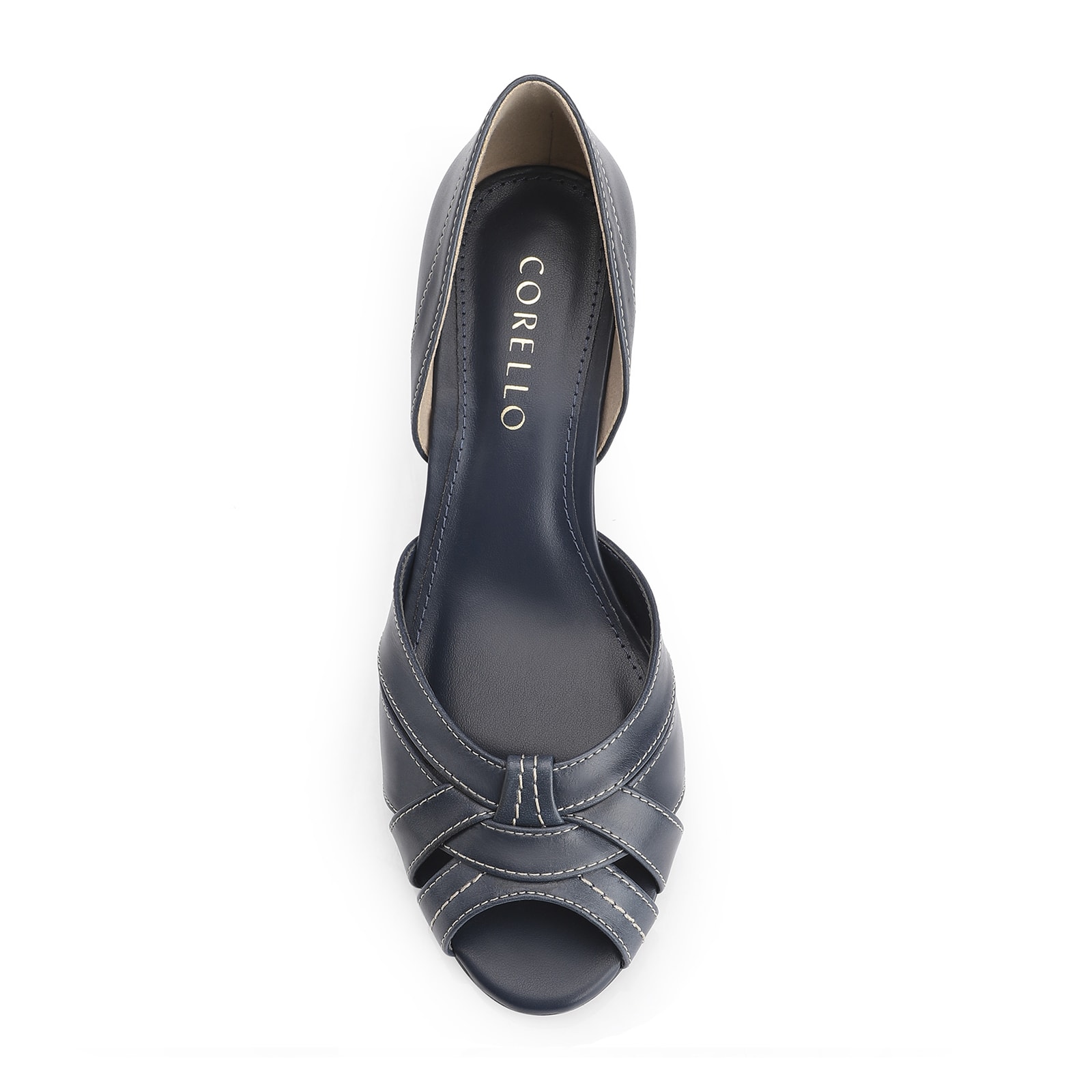 Peep Toe Couro Azul