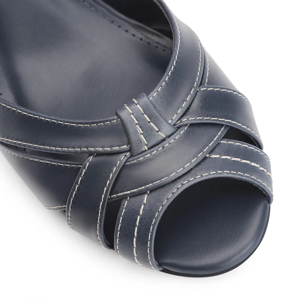 Peep Toe Couro Azul - imagem 6