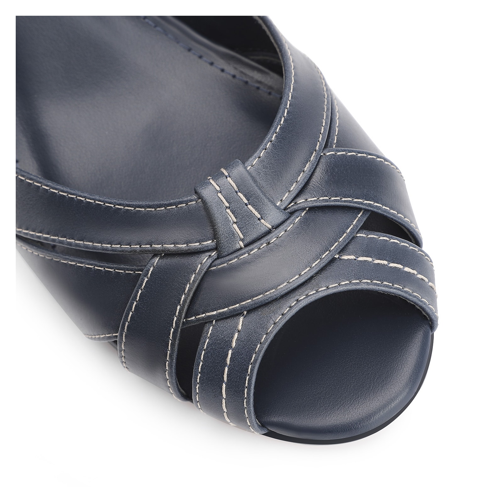 Peep Toe Couro Azul