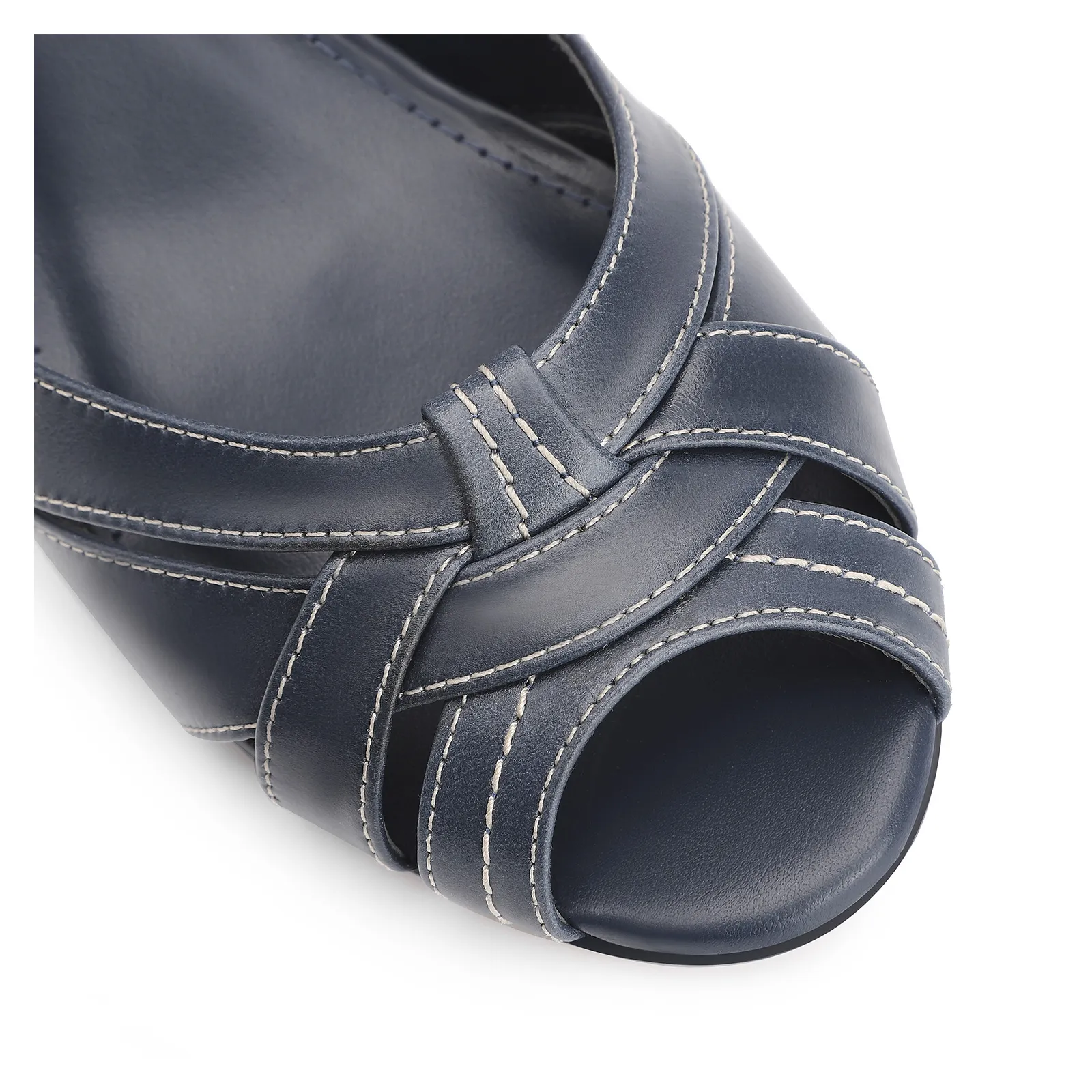 Peep Toe Couro Azul
