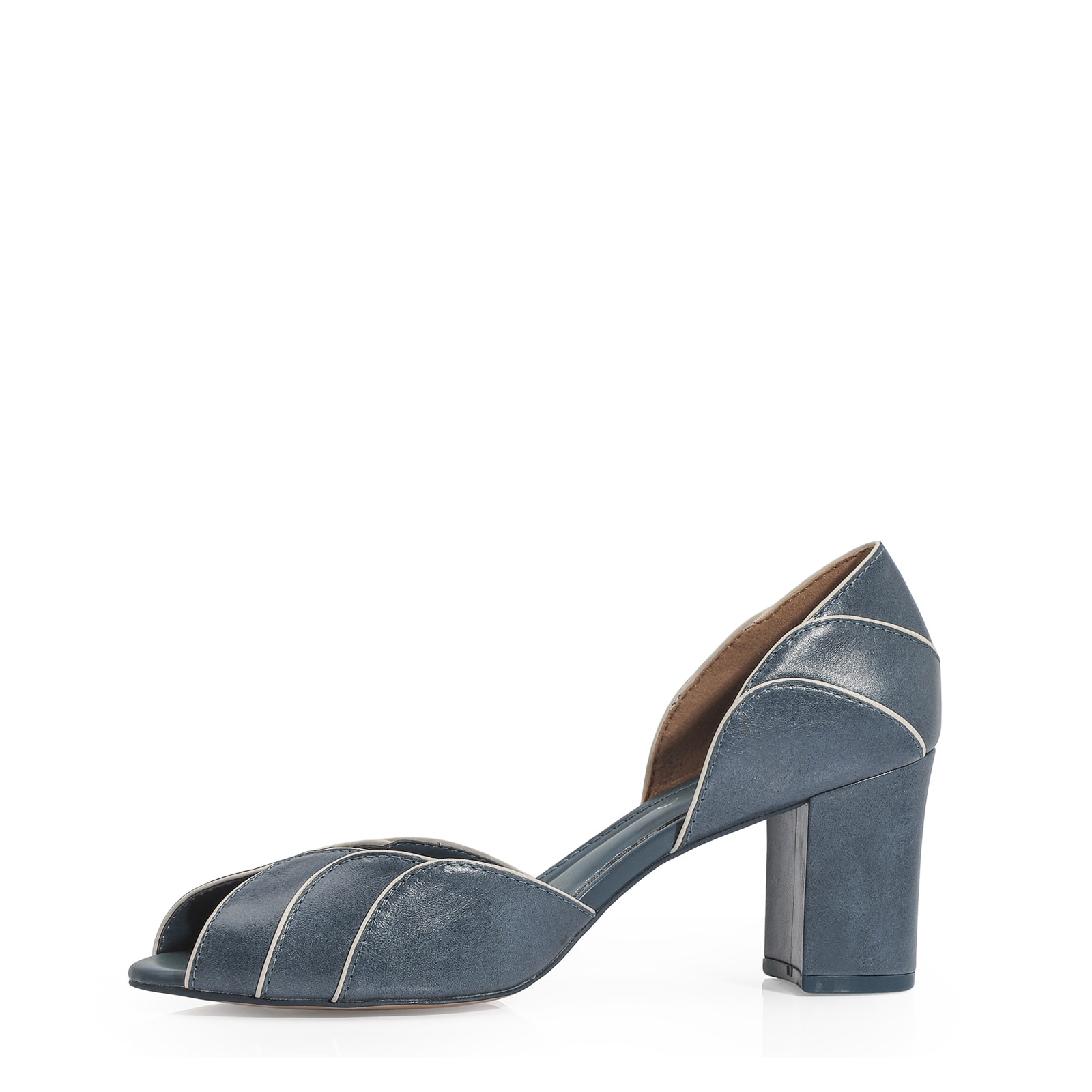 Peep Toe Couro Azul