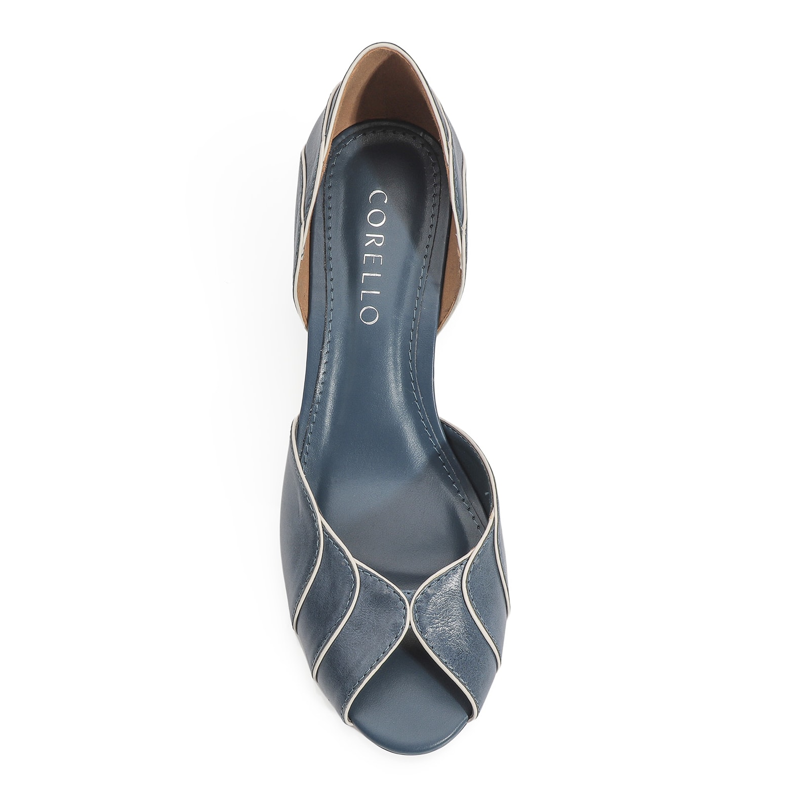 Peep Toe Couro Azul