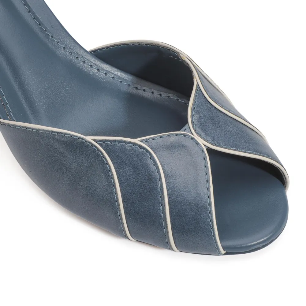 Peep Toe Couro Azul - imagem 6