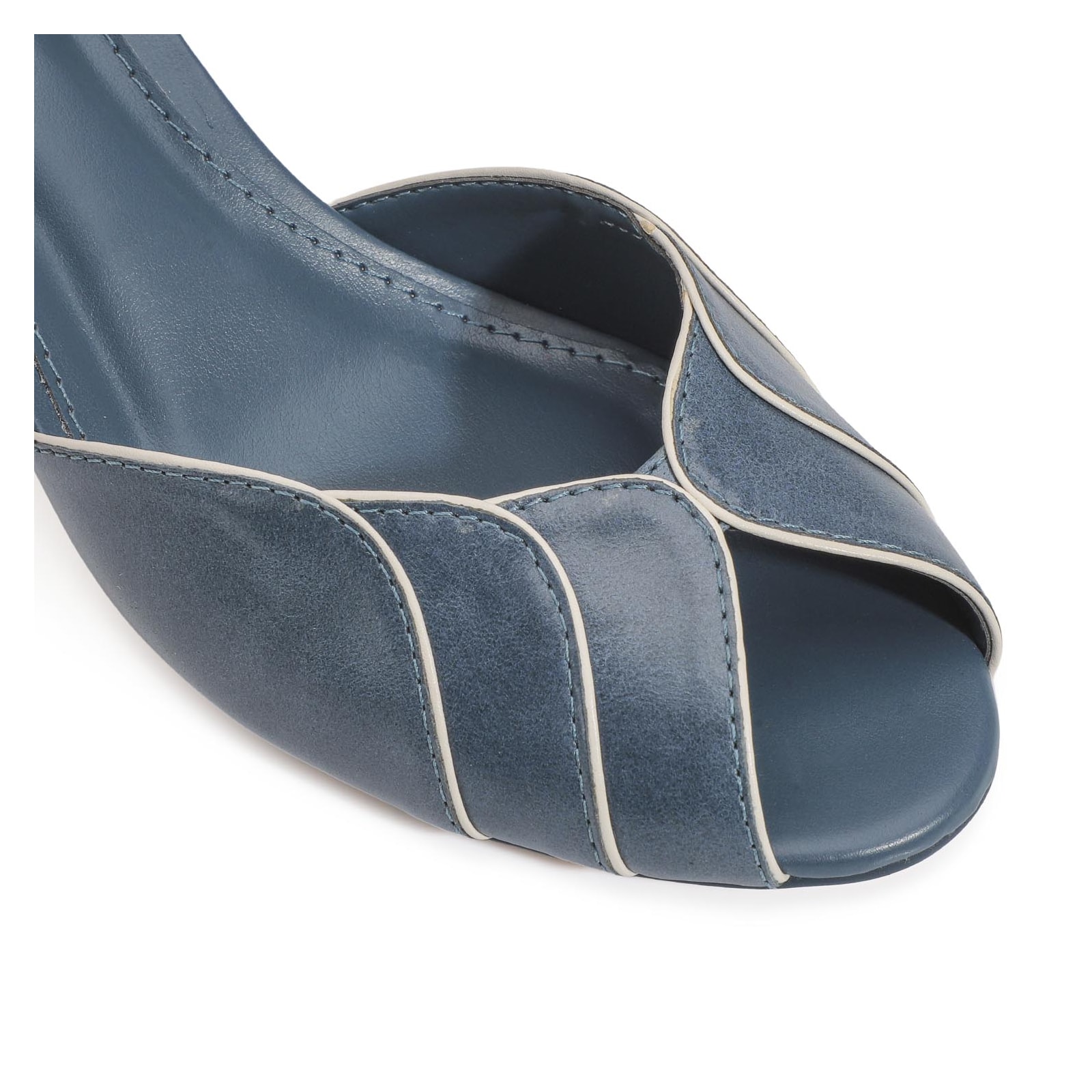 Peep Toe Couro Azul
