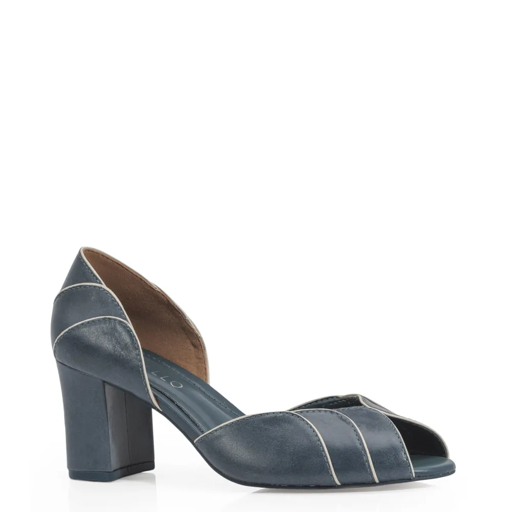 Peep Toe Couro Azul