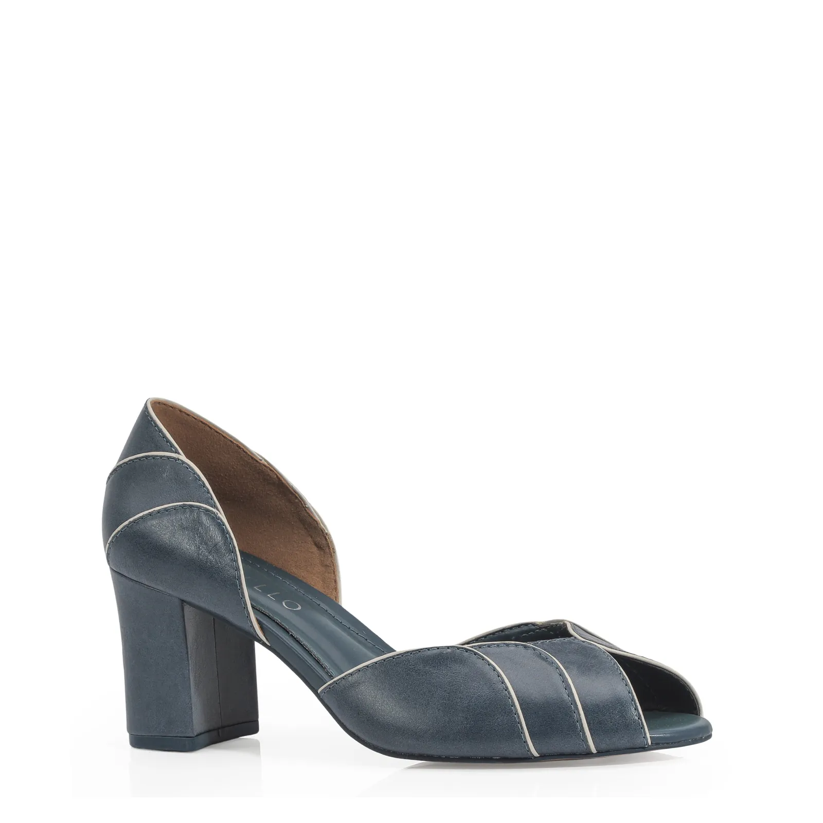 Peep Toe Couro Azul