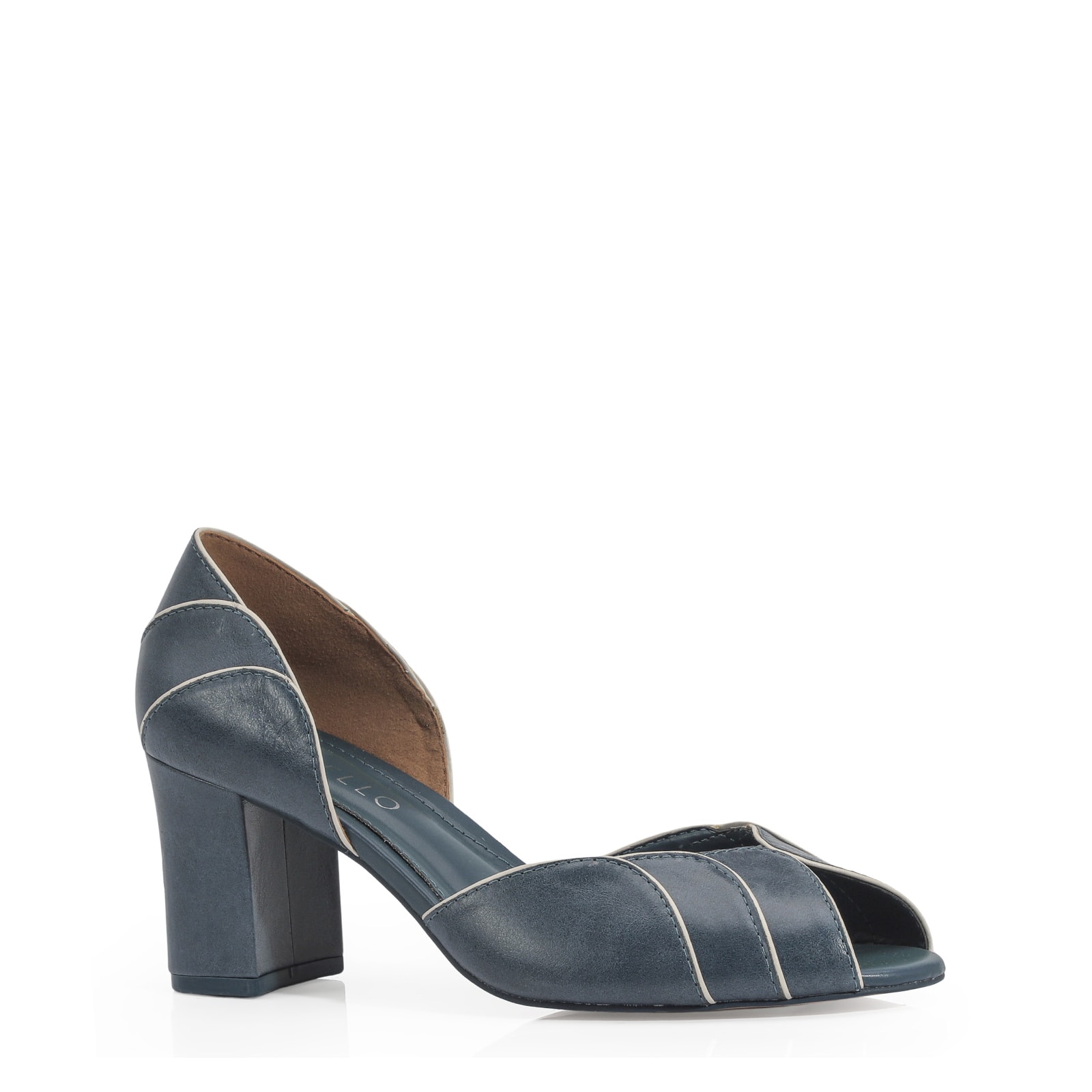 Peep Toe Couro Azul