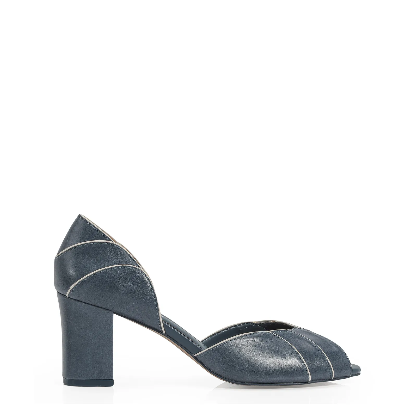 Peep Toe Couro Azul