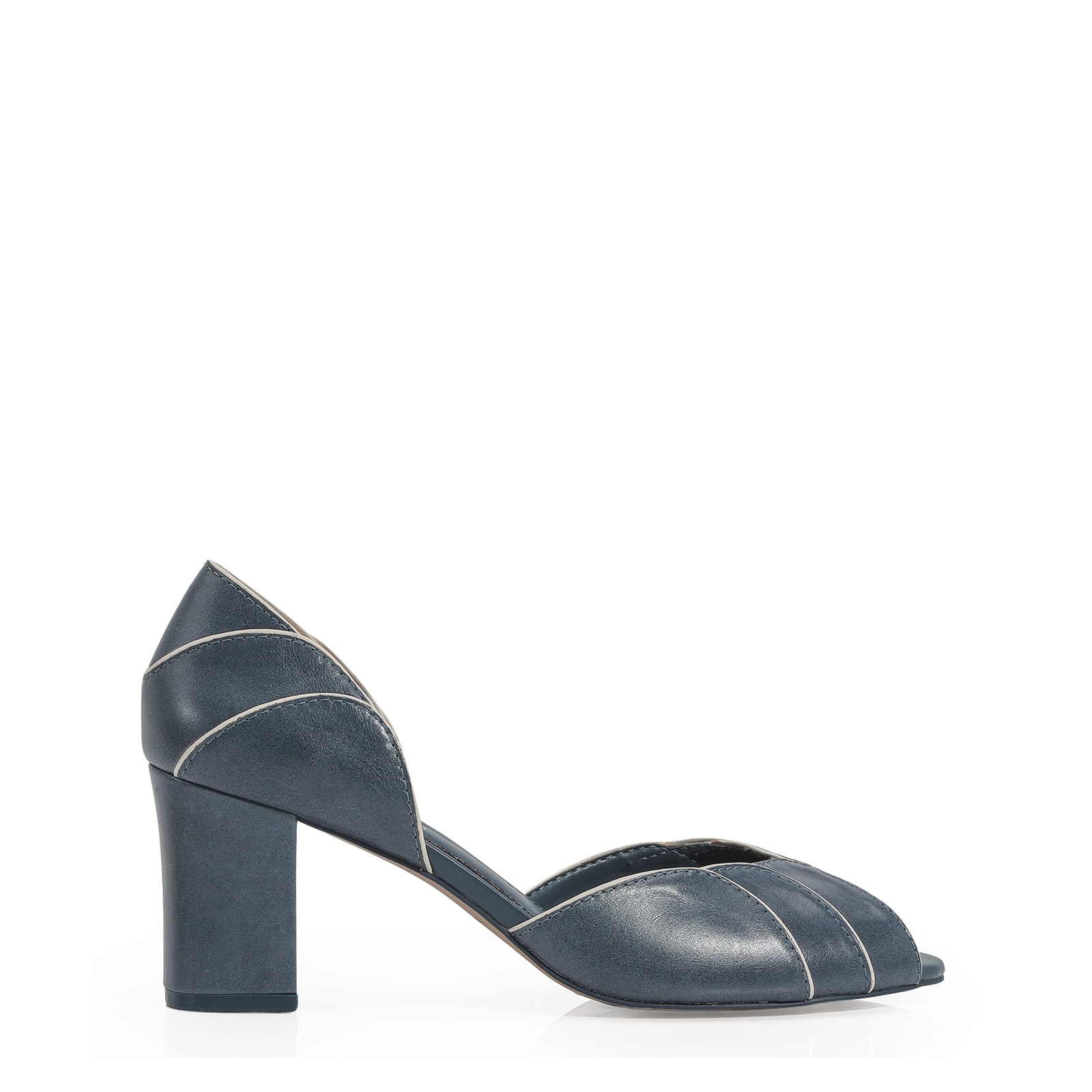 Peep Toe Couro Azul
