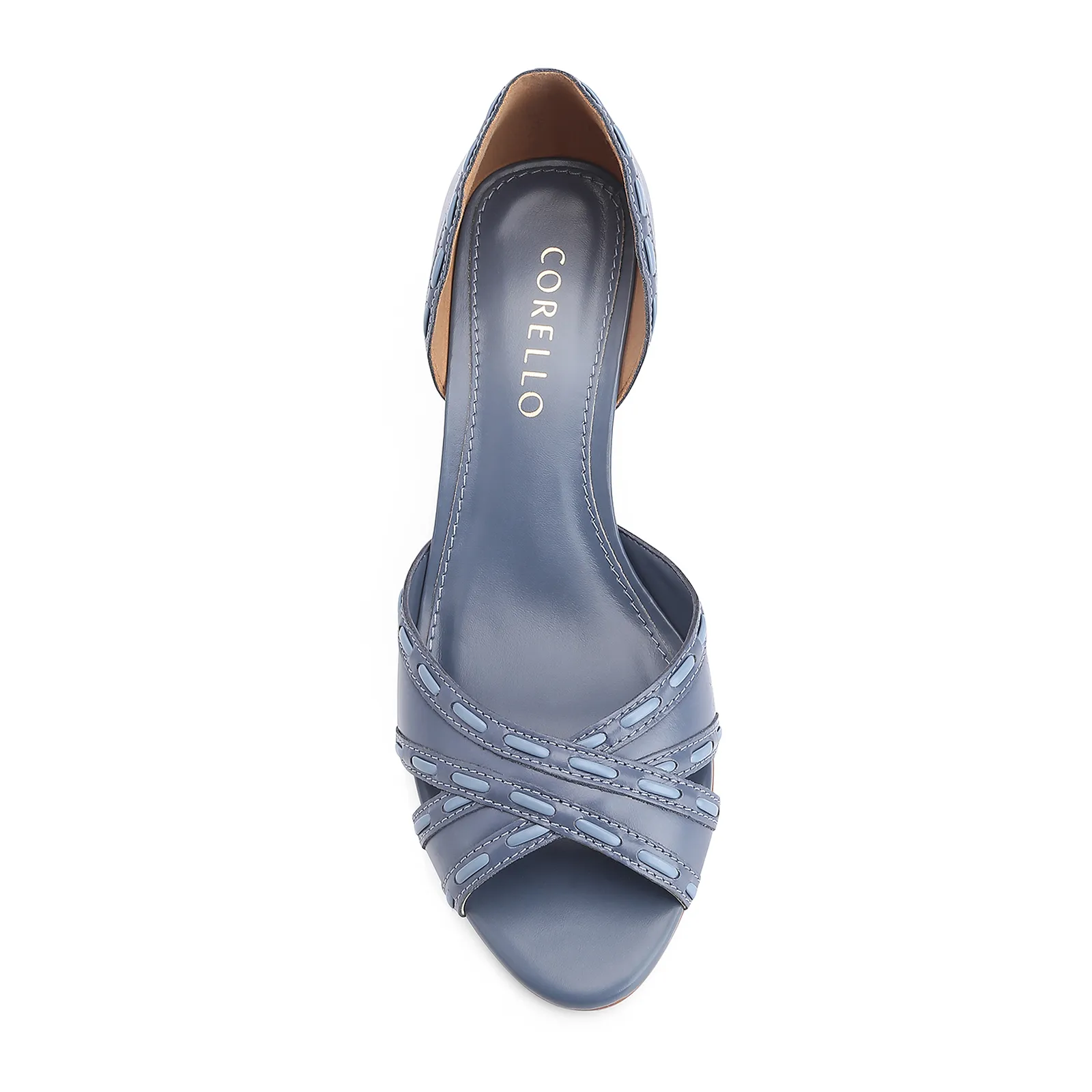 Peep Toe Couro Azul/Alt Azul Claro