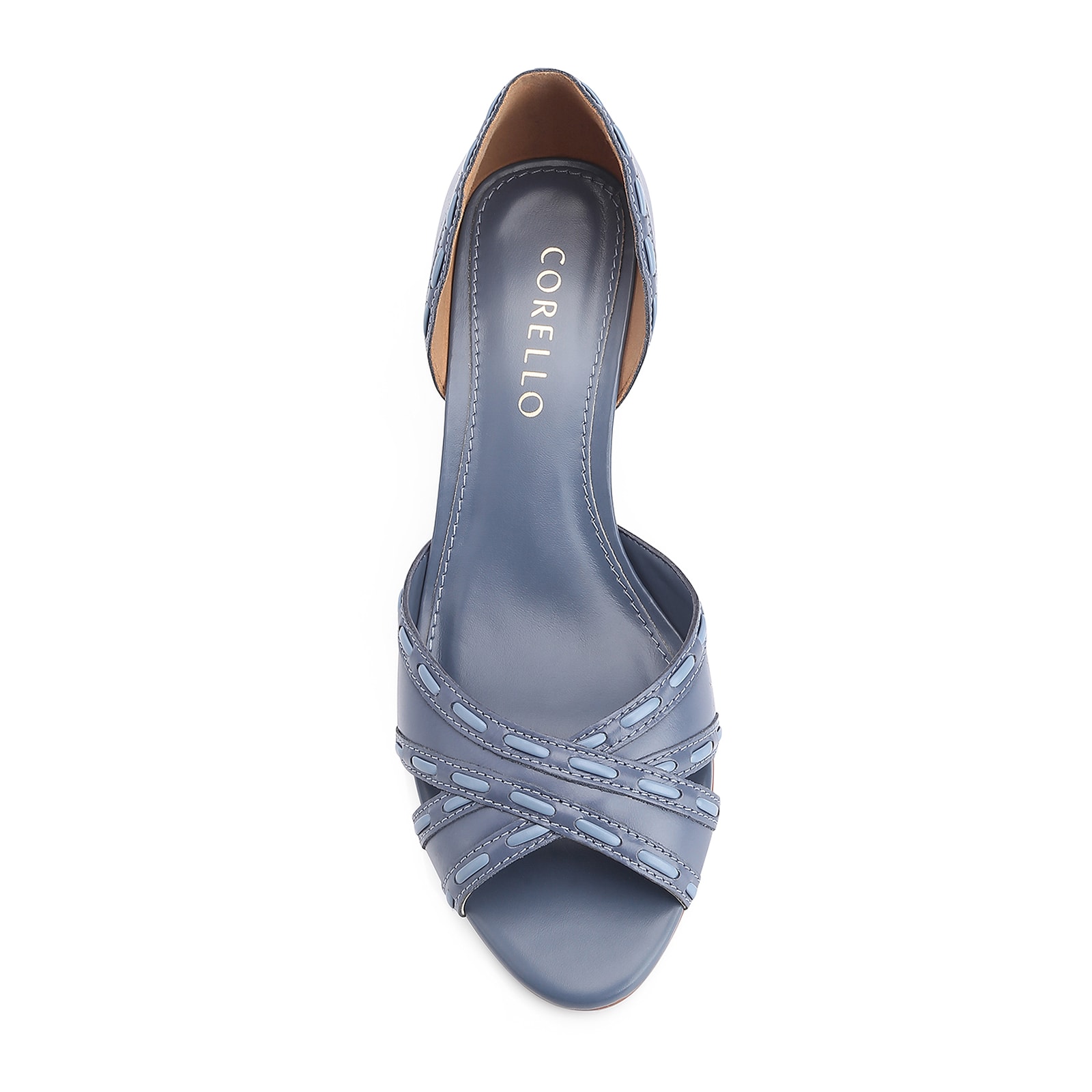 Peep Toe Couro Azul/Alt Azul Claro