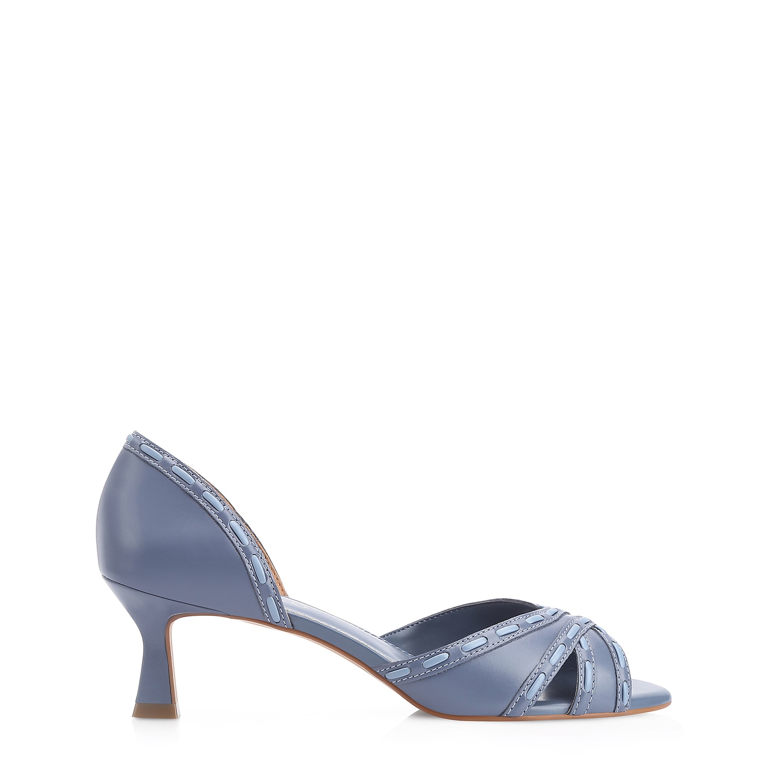 Peep Toe Couro Azul/Alt Azul Claro