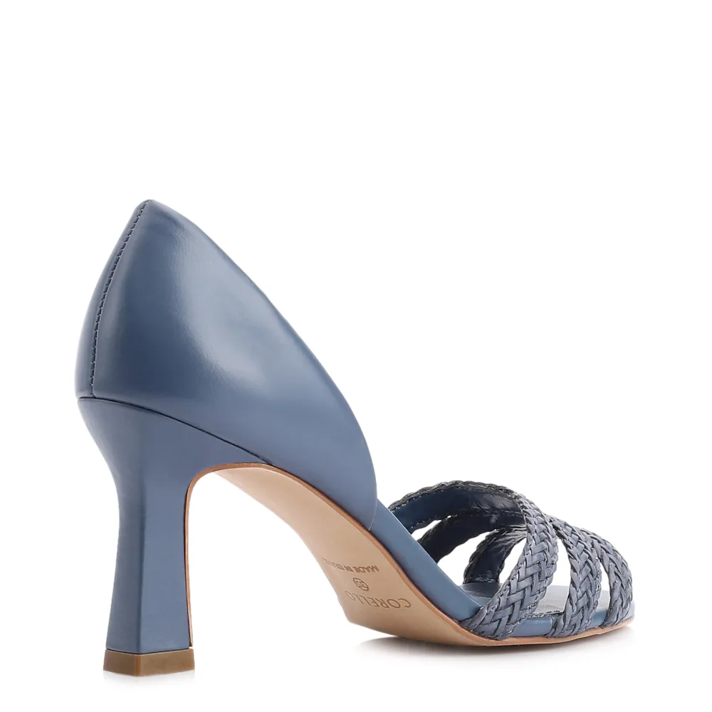 Peep Toe Couro Azul/Alt Tramado Azul - imagem 3