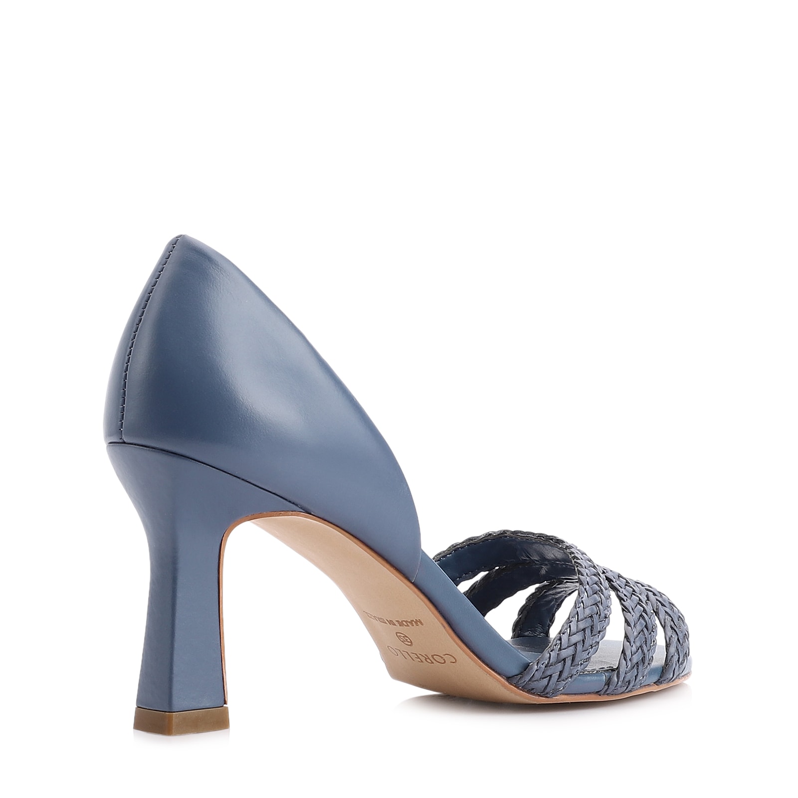 Peep Toe Couro Azul/Alt Tramado Azul