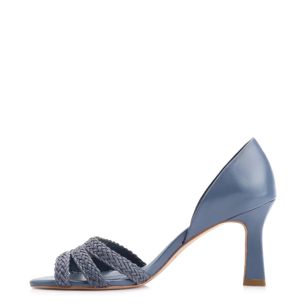Peep Toe Couro Azul/Alt Tramado Azul - imagem 4
