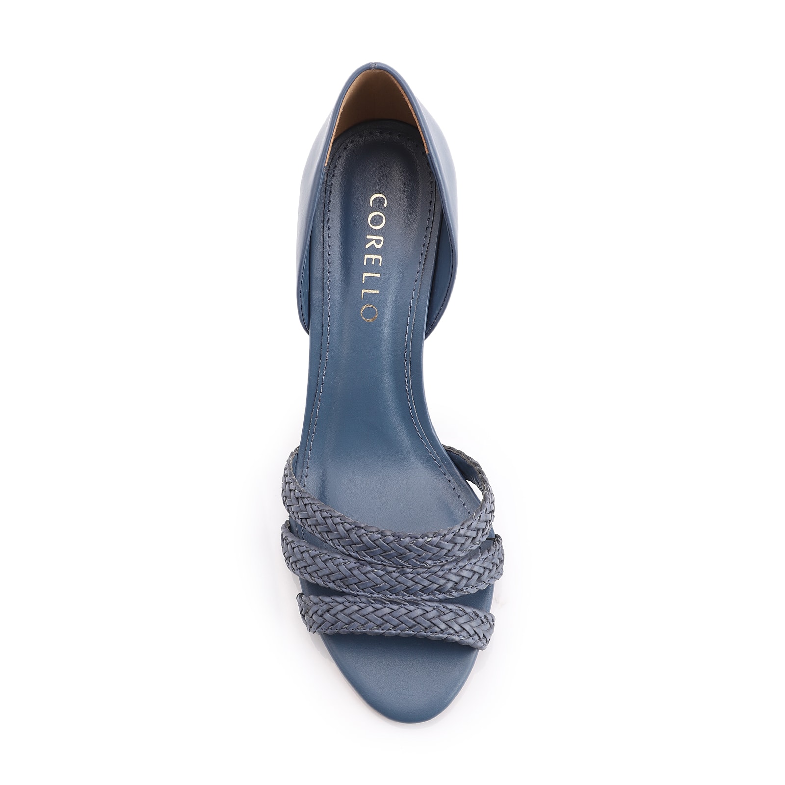 Peep Toe Couro Azul/Alt Tramado Azul
