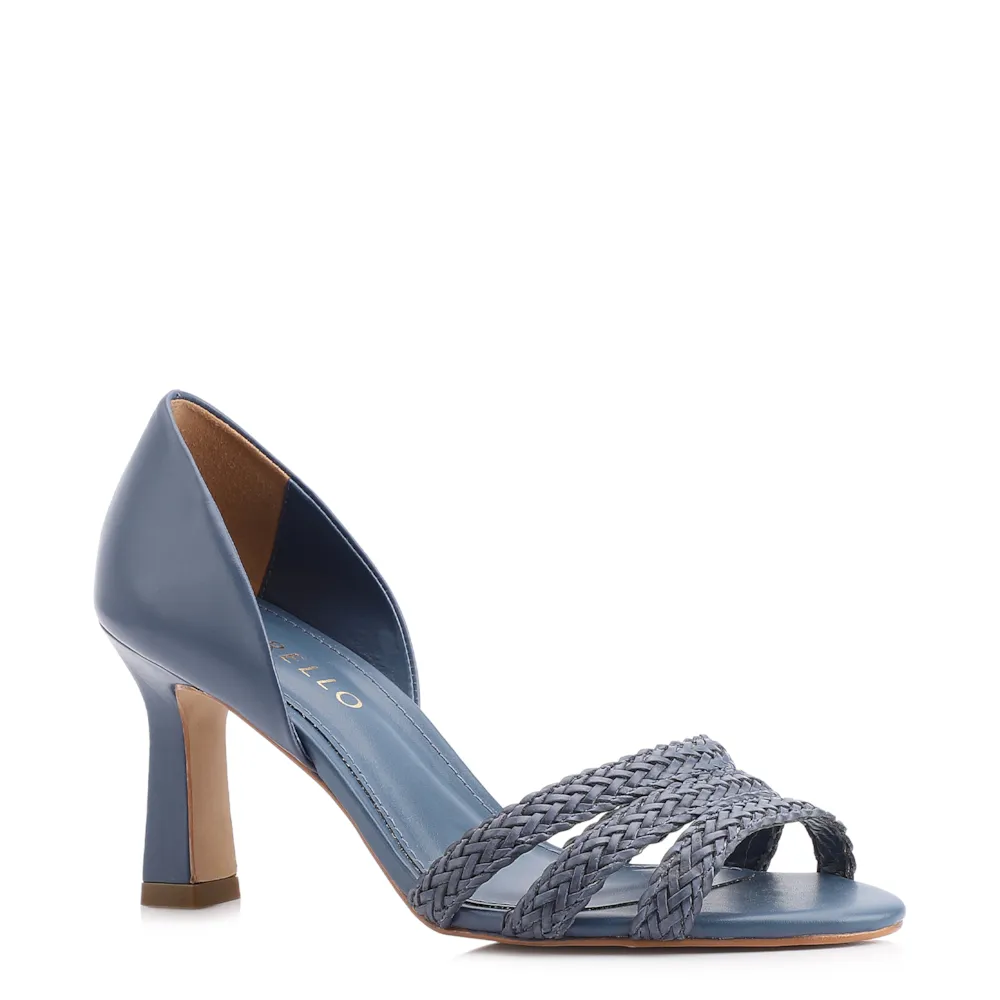 Peep Toe Couro Azul/Alt Tramado Azul