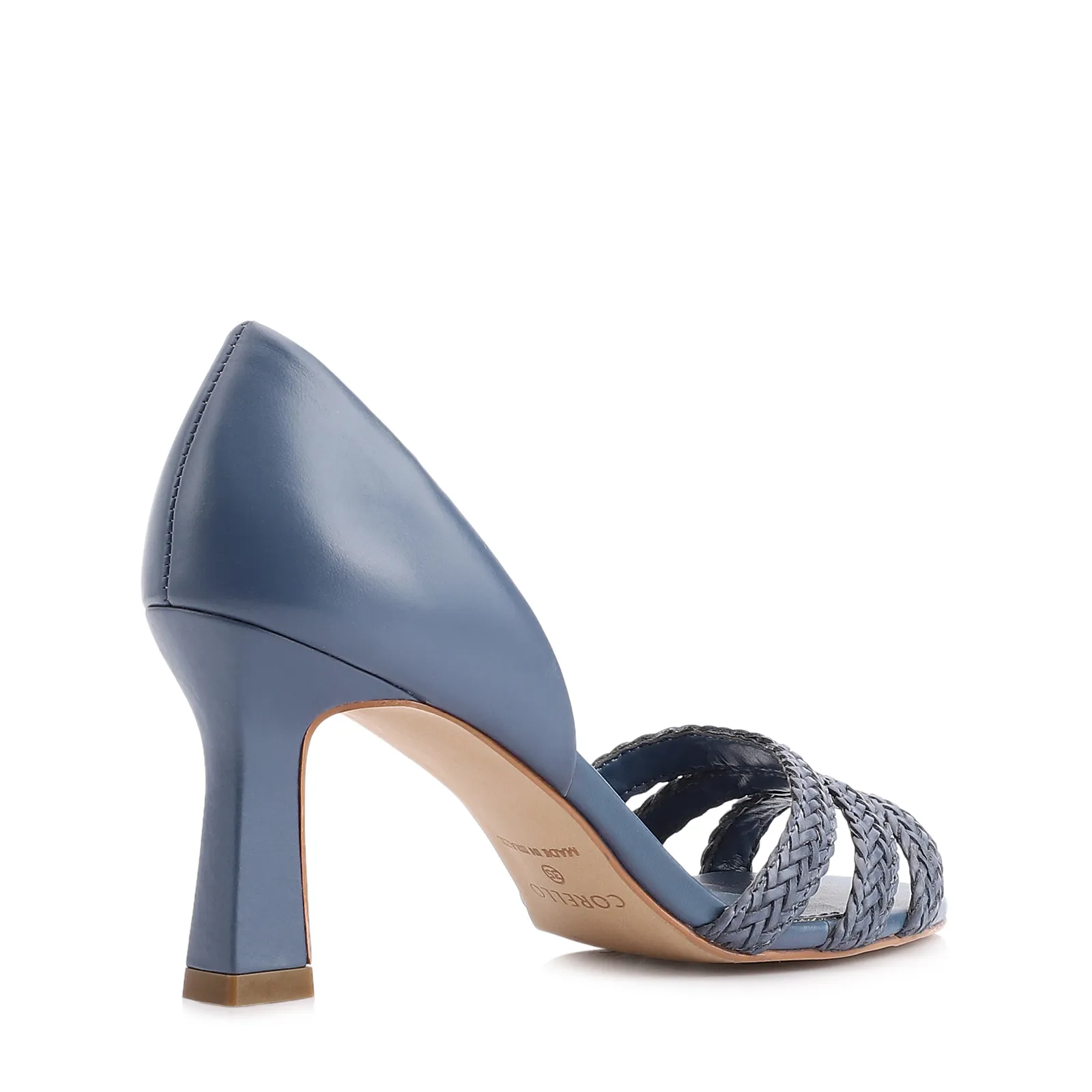 Peep Toe Couro Azul/Alt Tramado Azul