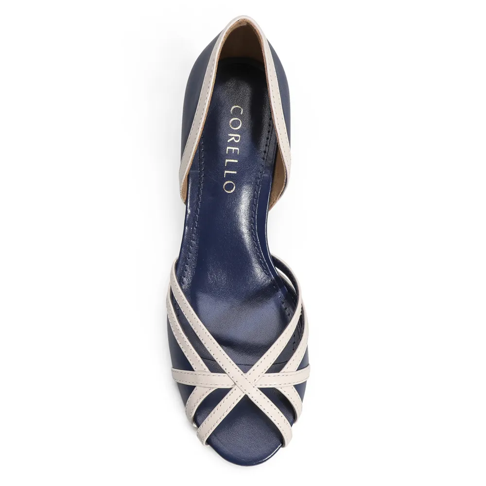 Peep Toe Couro Azul/Off White - imagem 5