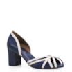 Peep Toe Couro Azul/Off White - imagem 1