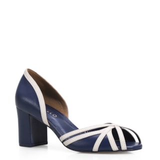 Couro Azul/Off White
