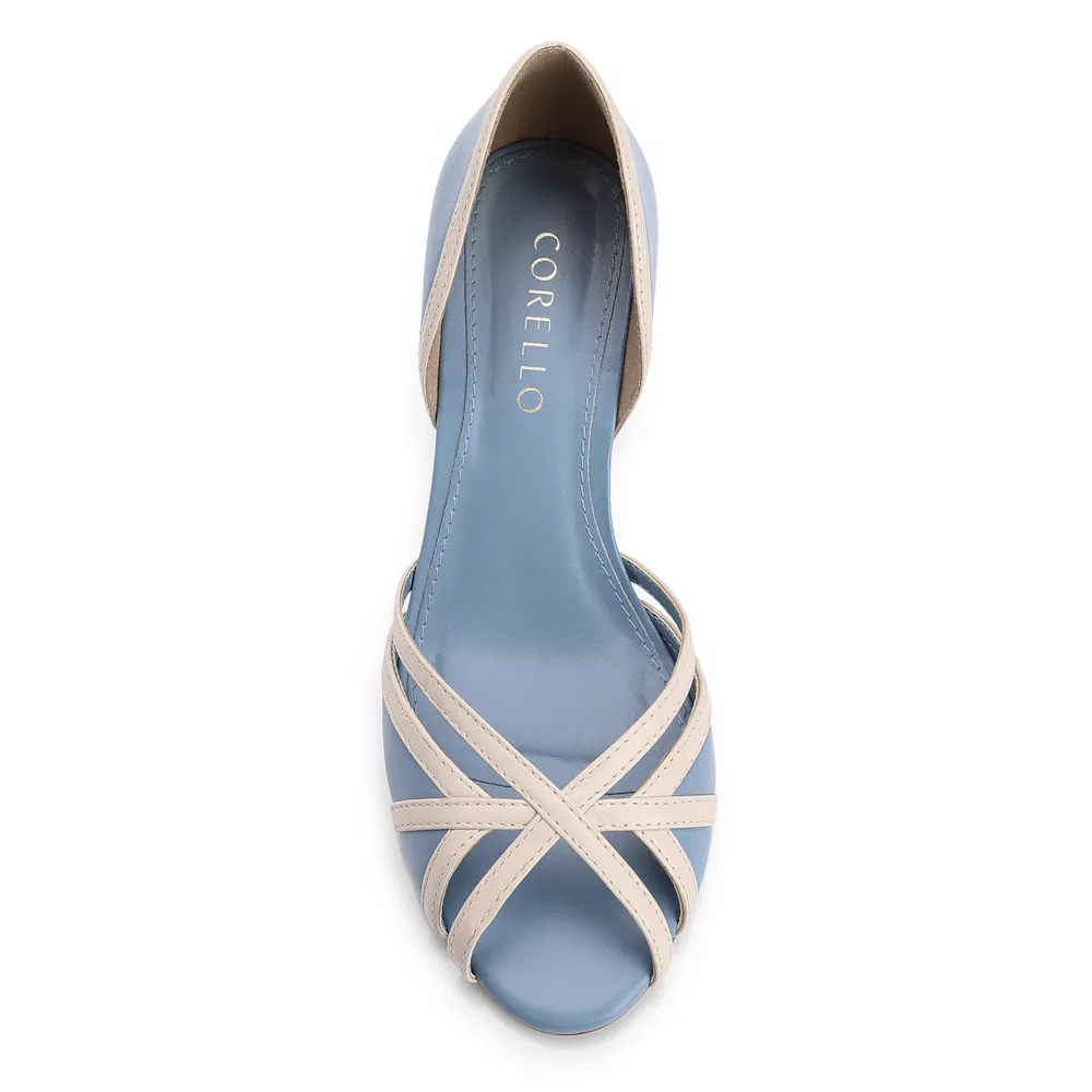 Peep Toe Couro Azul/Off White - imagem 5