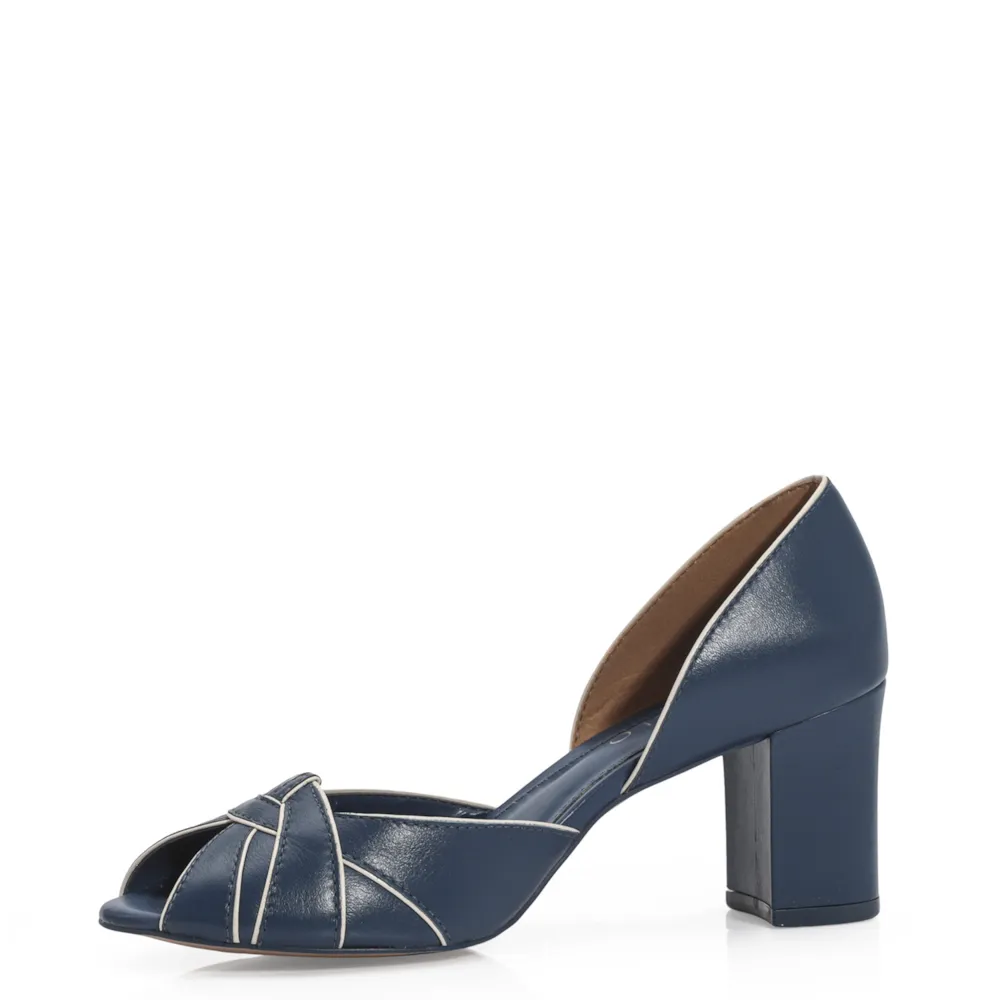 Peep Toe Couro Azul/Off White - imagem 5