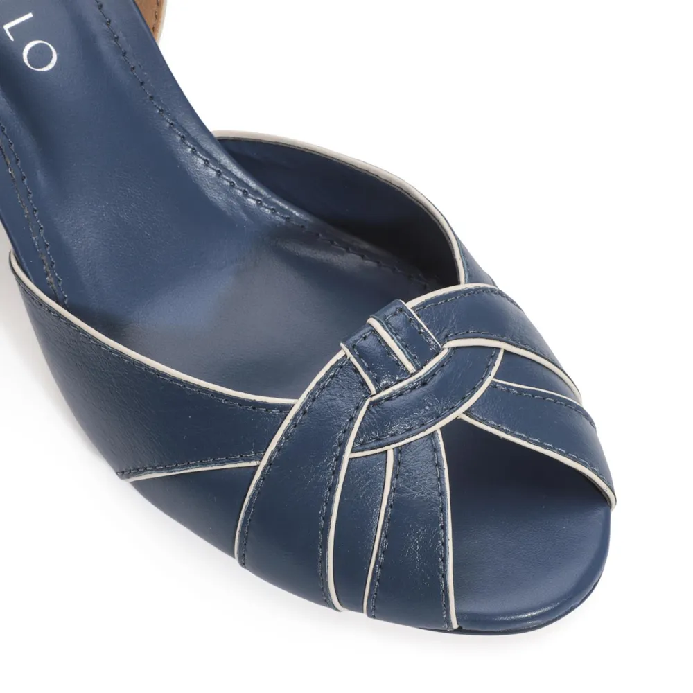 Peep Toe Couro Azul/Off White - imagem 7