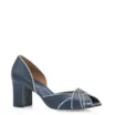 Peep Toe Couro Azul/Off White - imagem 1