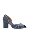 Peep Toe Couro Azul/Off White - imagem 1