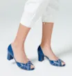 Peep Toe Couro Azul/Off White - imagem 2