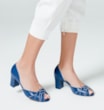 Peep Toe Couro Azul/Off White - imagem 2