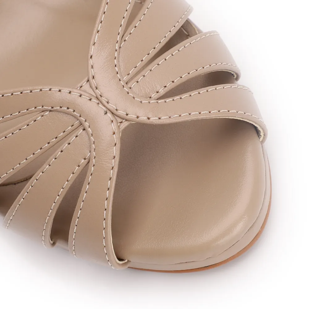 Peep Toe Couro Bege - imagem 6