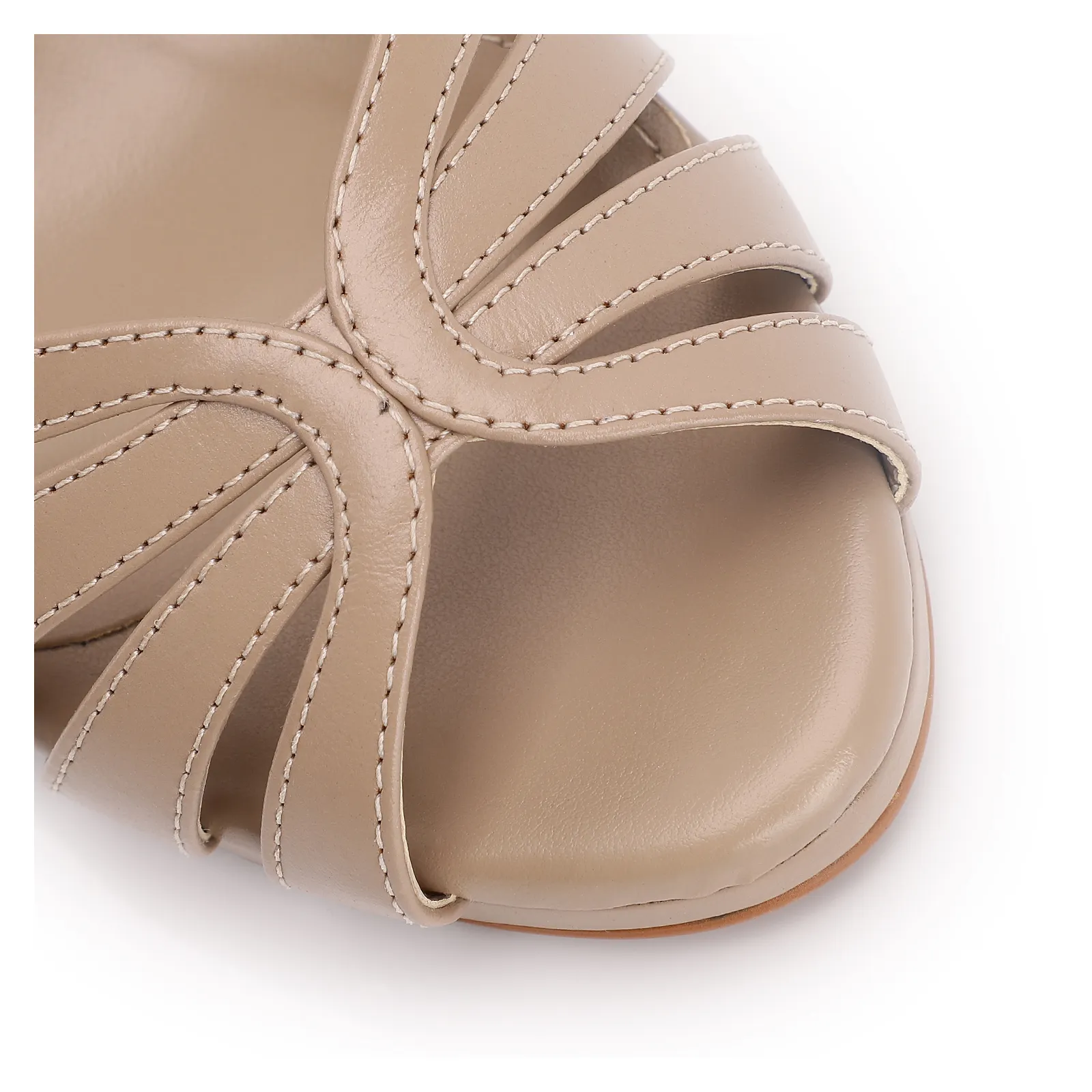 Peep Toe Couro Bege