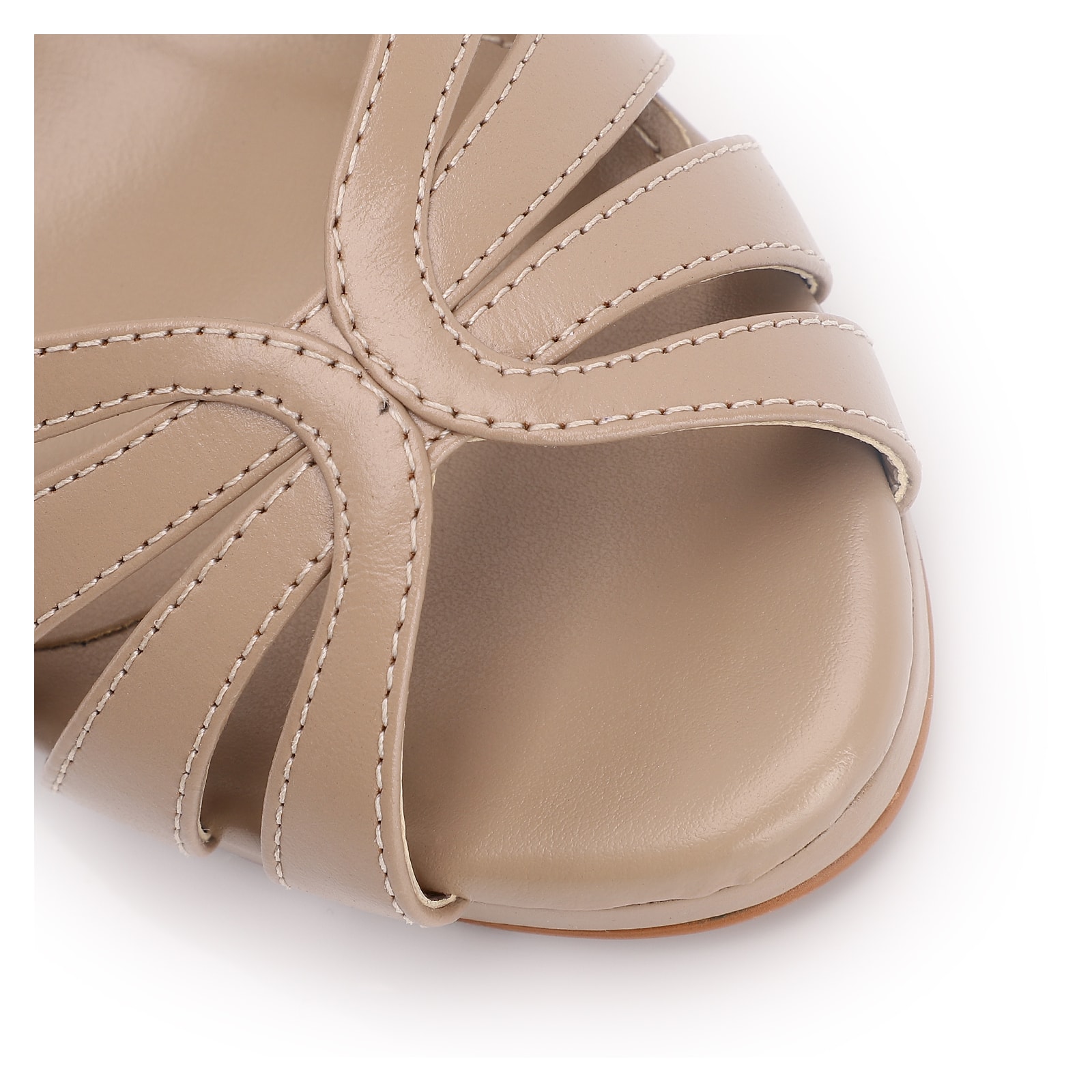Peep Toe Couro Bege