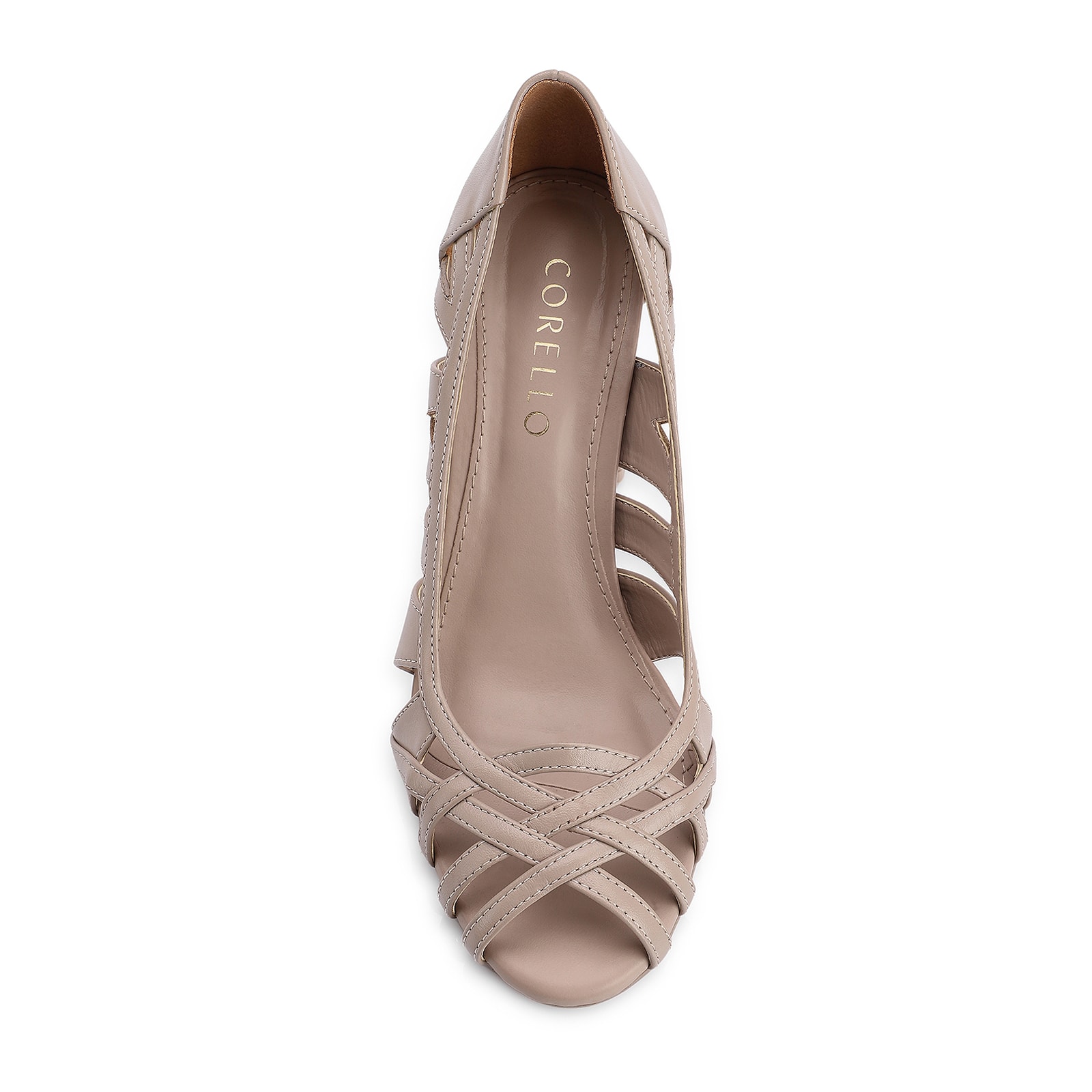 Peep Toe Couro Bege