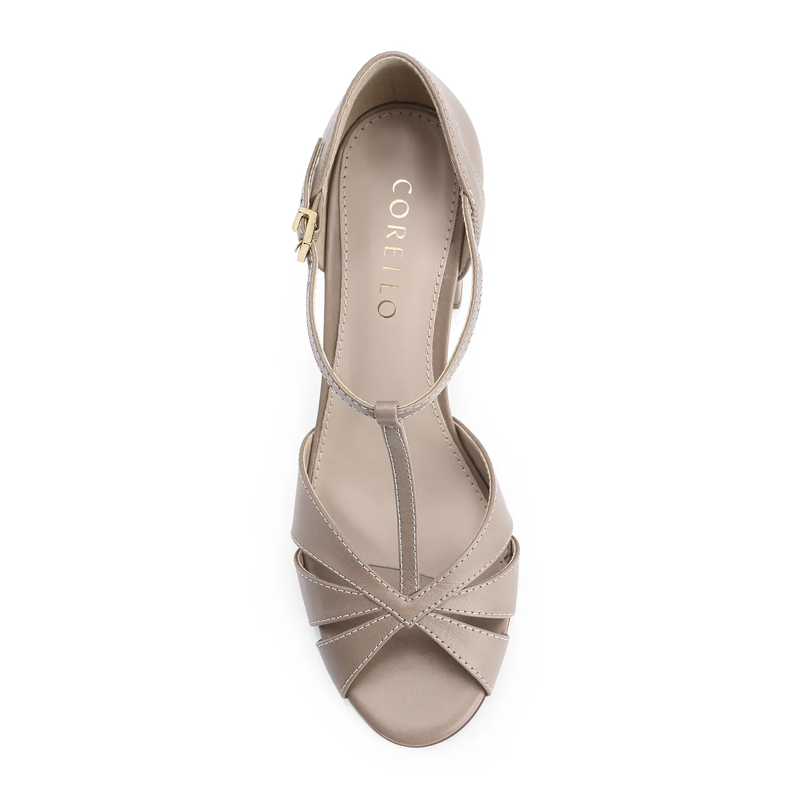Peep Toe Couro Bege