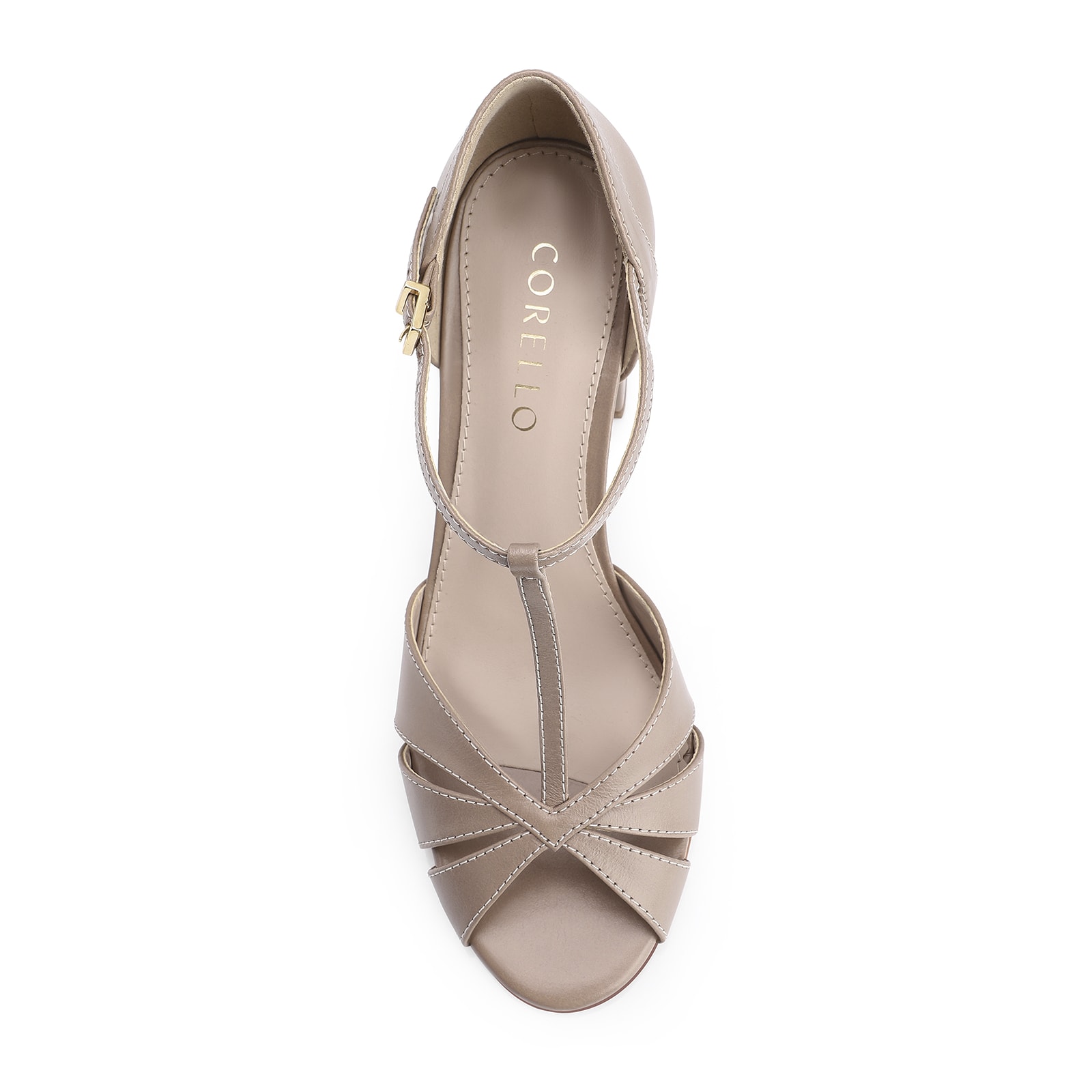 Peep Toe Couro Bege