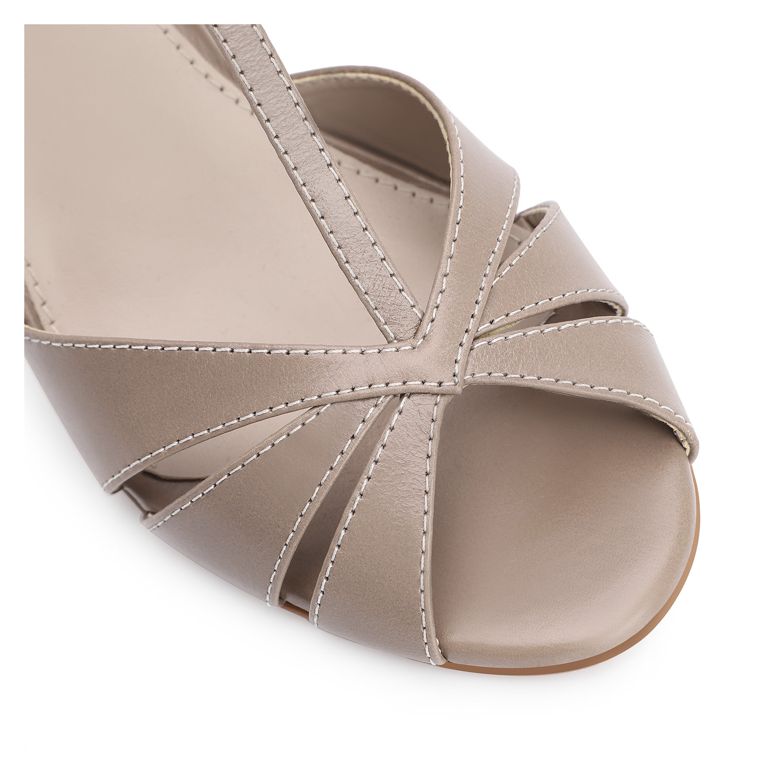 Peep Toe Couro Bege