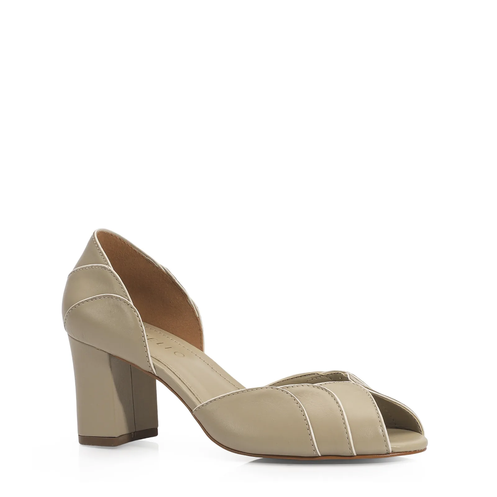 Peep Toe Couro Bege