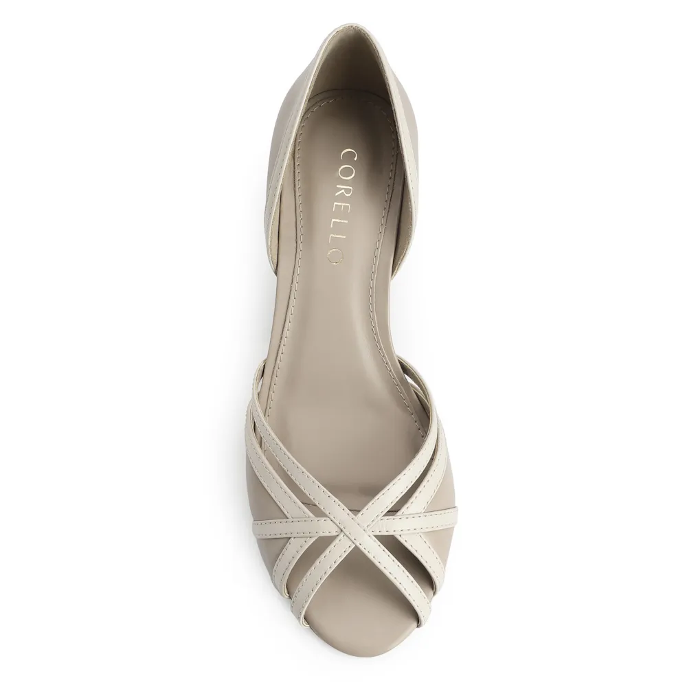 Peep Toe Couro Bege/Off White - imagem 5