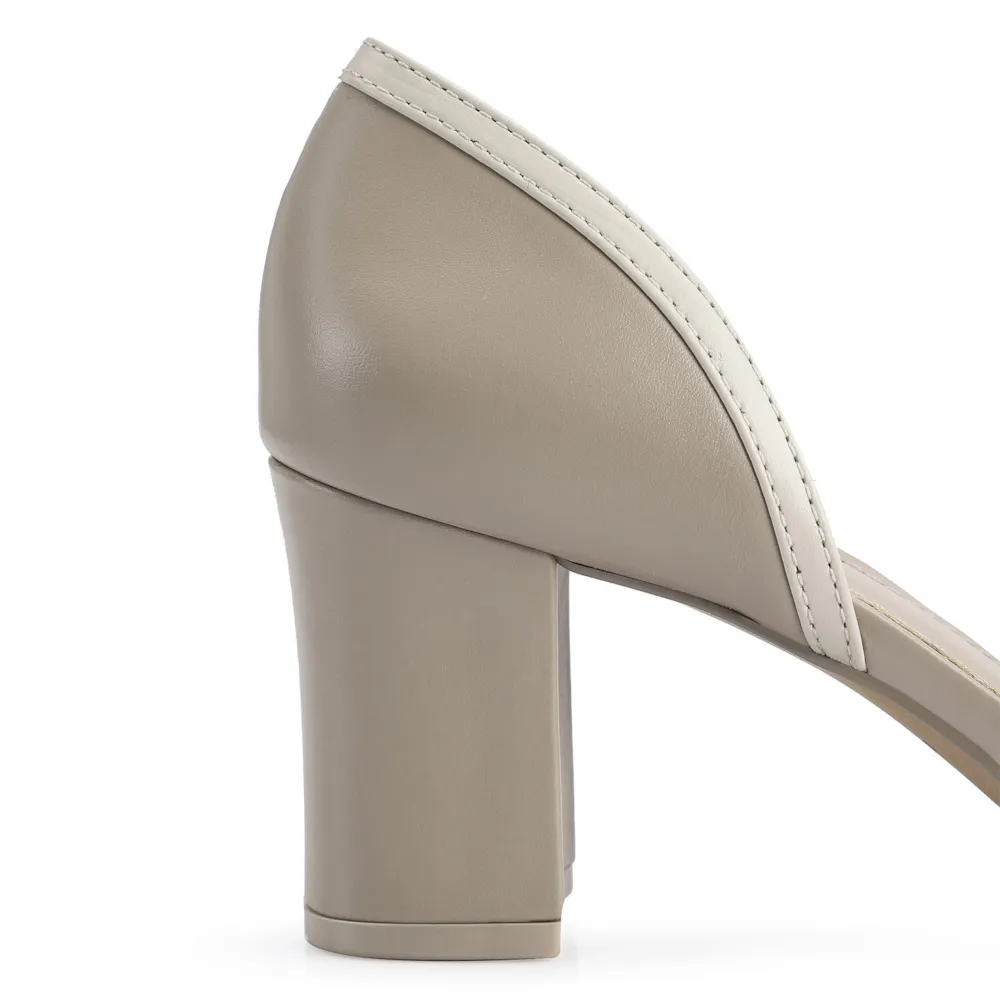 Peep Toe Couro Bege/Off White - imagem 7