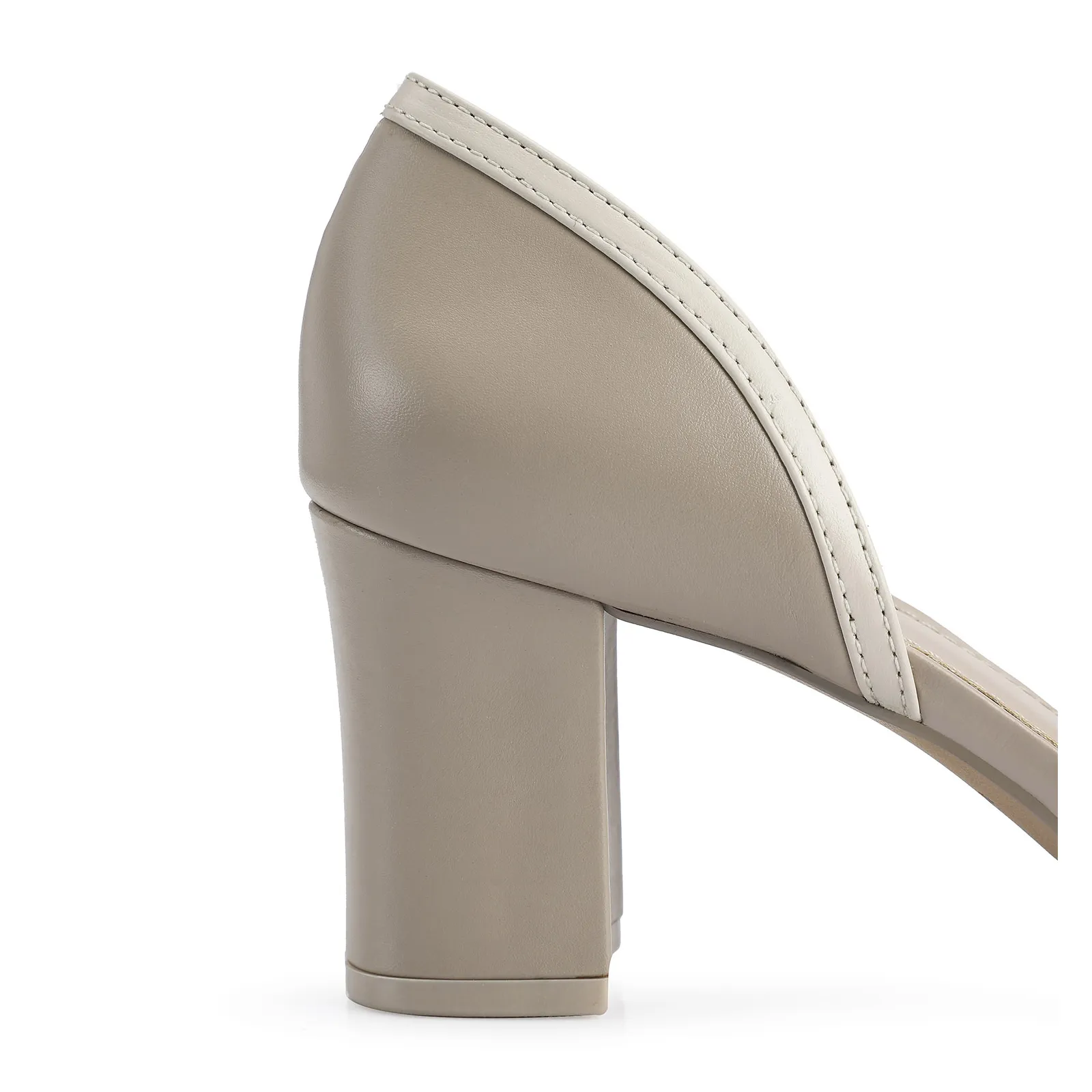 Peep Toe Couro Bege/Off White